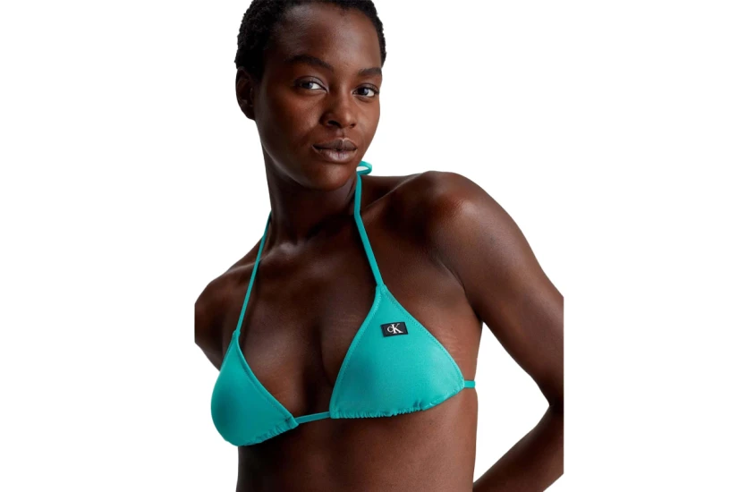 Calvin Klein Monogram Triangle Γυναικείο Μαγιό Bikini Top Τυρκουάζ