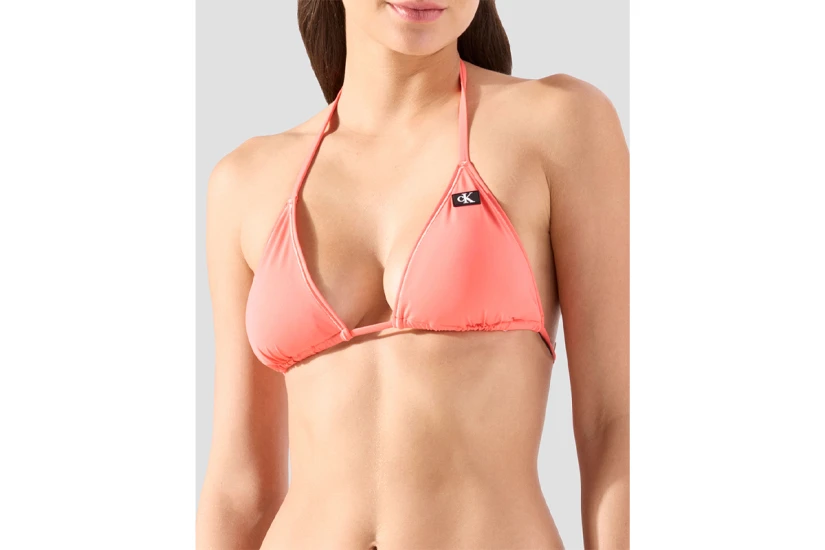 Calvin Klein Monogram Triangle Γυναικείο Μαγιό Bikini Top Κοραλλί