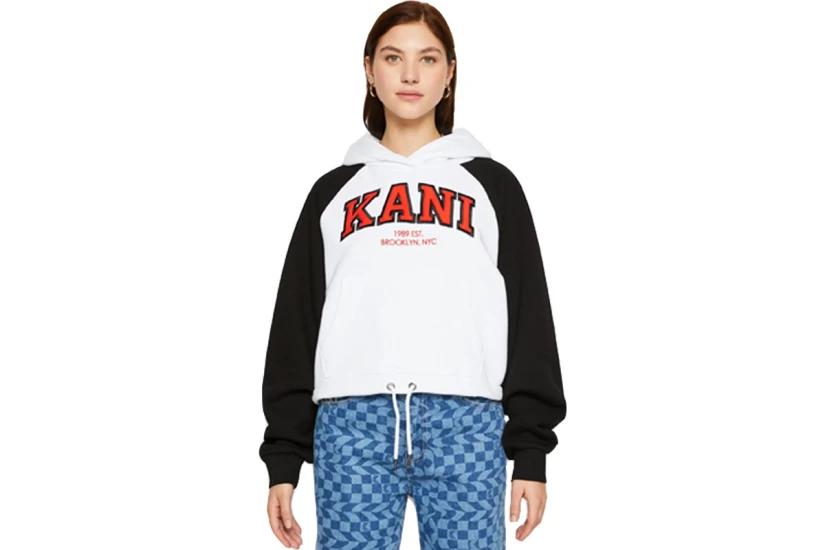 Karl Kani Serif Crop Raglan Hoodie Γυναικείο (KW224-005-1 WHITE)