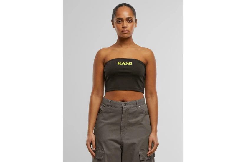 Karl Kani Retro Bandeau Top Γυναικείο Αμάνικο Crop Top Μαύρο, Κίτρινο