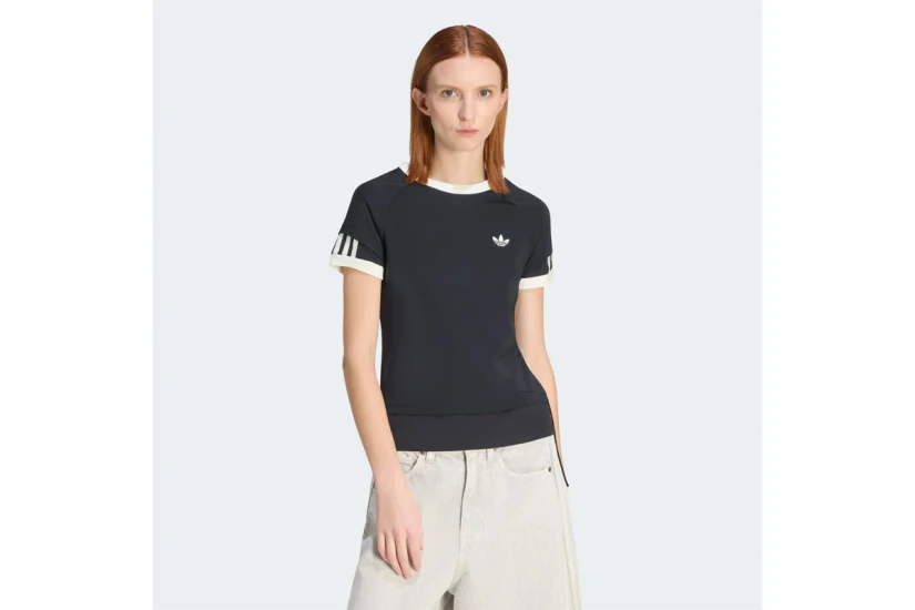 Adidas Originals Double Layered Cali Γυναικείο Κοντομάνικο T-Shirt Μαύρο, Λευκό