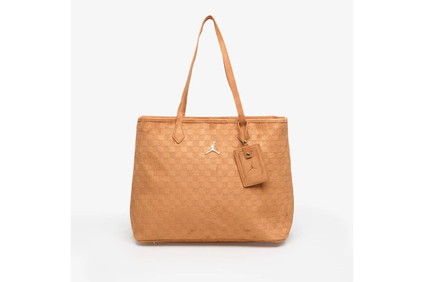 Jordan Suede Monogram Γυναικεία Τσάντα Tote Κάμελ 40L