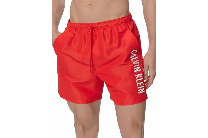 Calvin Klein Intense Power Medium Drawstring Ανδρικό Μαγιό Σορτς Κόκκινο, Λευκό