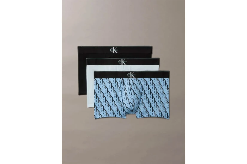 Calvin Klein Graphic Monogram Ανδρικά Εσώρουχα Boxer Μαύρα, Γαλάζια, Λευκά 3 Τεμάχια