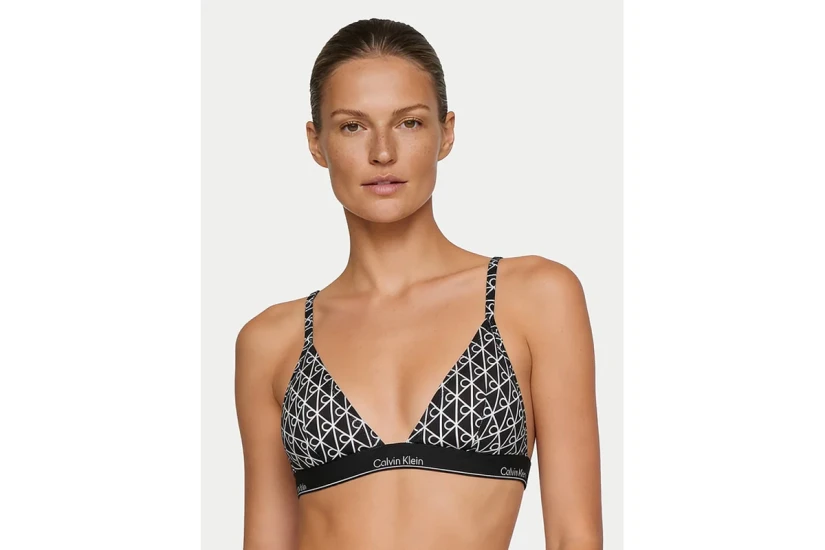 Calvin Klein Icon Γυναικείο Μαγιό Bikini Top Μαύρο, Λευκό