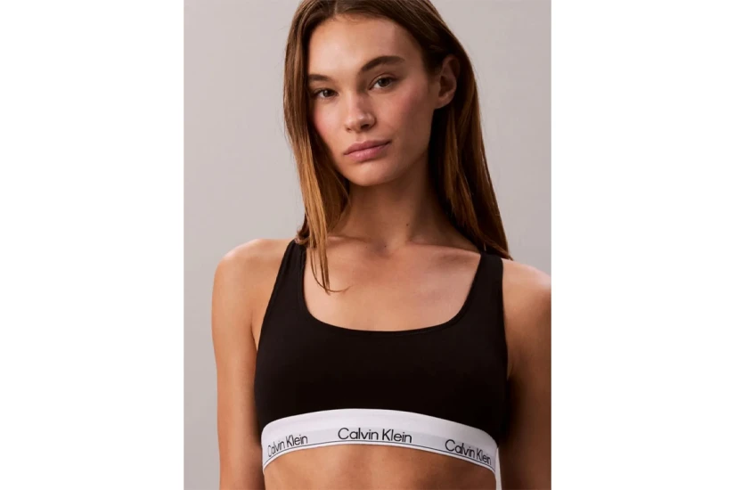 Calvin Klein Icon Cotton Modal Unlined Γυναικείο Bralette Μαύρο, Λευκό