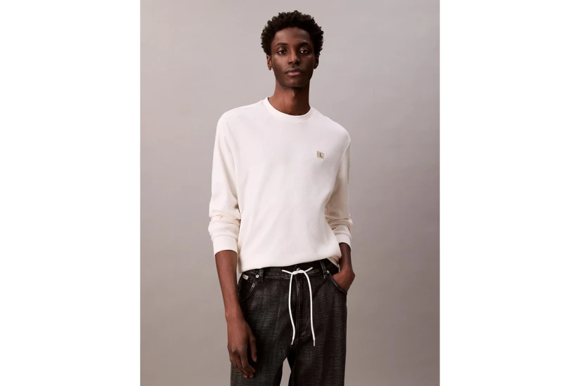 Calvin Klein Ανδρική Μακρυμάνικη Μπλούζα Εκρού