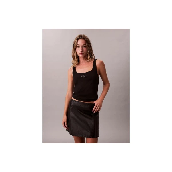 Calvin Klein Slim Ribbed Cotton Μπλούζα Αμάνικη Γυναικεία (LV047A804G UB1)