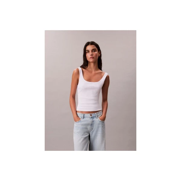 Calvin Klein Slim Ribbed Cotton Μπλούζα Αμάνικη Γυναικεία (LV047A804G YAA)