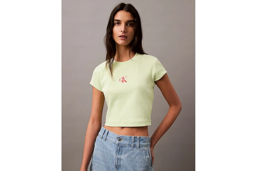 Calvin Klein Γυναικείο Κοντομάνικο Crop Top Λαχανί