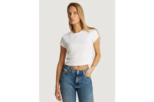 Calvin Klein Monogram Slim Fit Crop Top Κοντομάνικο Γυναικείο (LV047AB802 YAA)