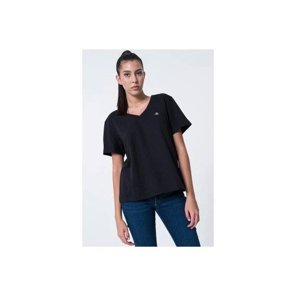 Calvin Klein Relaxed Monogram V-Neck T-Shirt Γυναικείο (LV047B205G UB1)