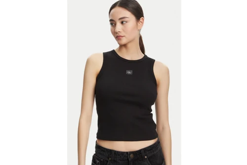 Calvin Klein Ribbed Cotton Badge Μπλούζα Αμάνικη Γυναικεία (LV047C201G UB1)