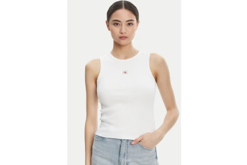 Calvin Klein Ribbed Cotton Badge Μπλούζα Αμάνικη Γυναικεία (LV047C201G YAA)