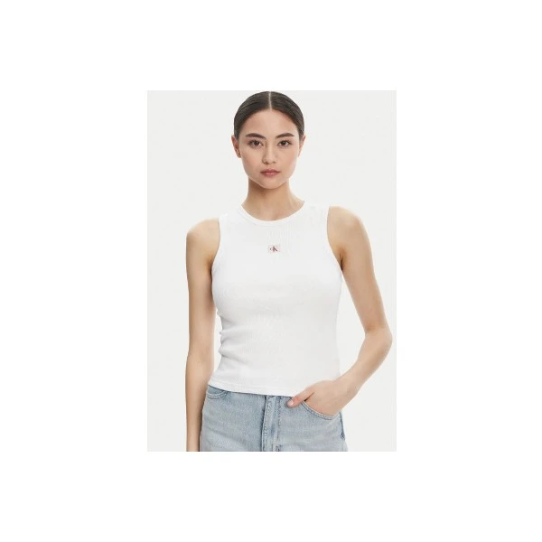 Calvin Klein Ribbed Cotton Badge Μπλούζα Αμάνικη Γυναικεία (LV047C201G YAA)