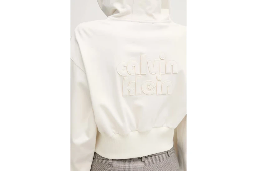 Calvin Klein Γυναικεία Ζακέτα με Κουκούλα Εκρού