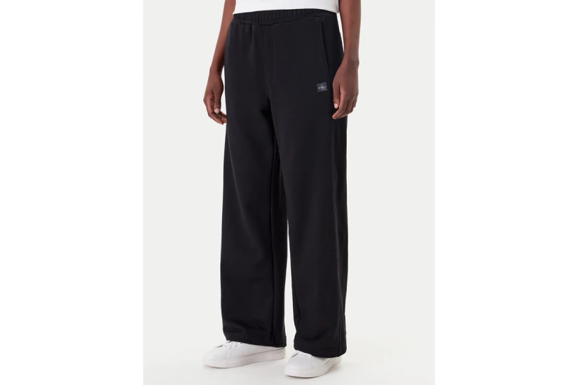 Calvin Klein Cotton Badge Regular Fit Γυναικείο Παντελόνι Φόρμας Μαύρο