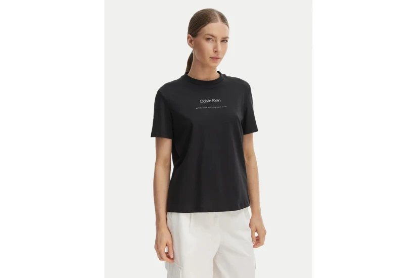 Calvin Klein Tonal Logo Γυναικείo Κοντομάνικο T-Shirt Μαύρο