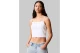 Calvin Klein Cotton Rib Γυναικείο Αμάνικο Crop Top Λευκό