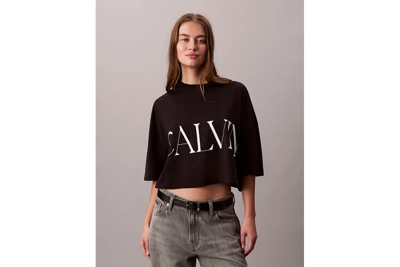 Calvin Klein Graphic Logo Γυναικείο Κοντομάνικο Crop Top Μαύρο