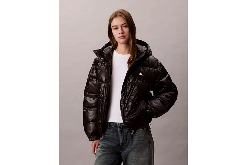 Calvin Klein Γυναικείο Μπουφάν Puffer με Κουκούλα Μαύρο
