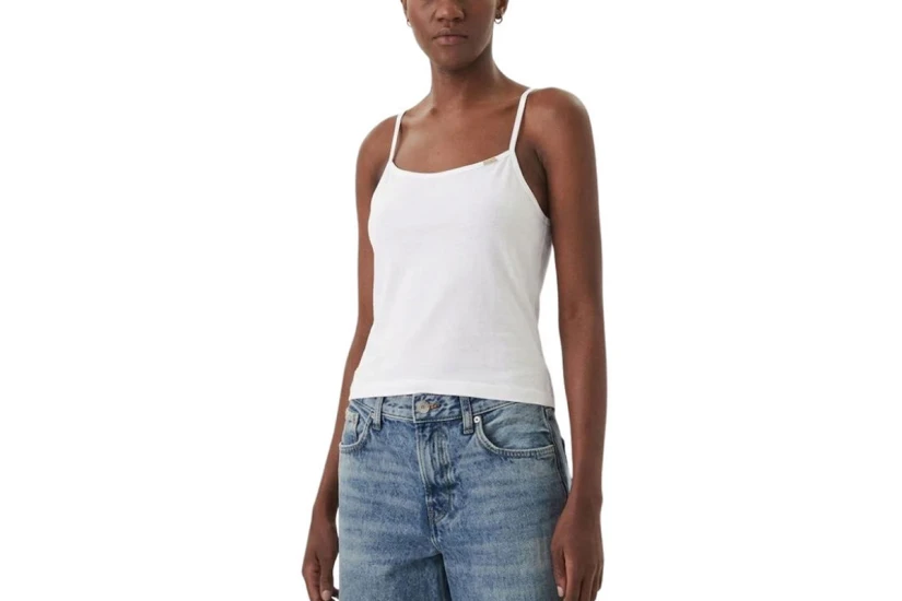 Calvin Klein Cotton Stretch Strap Cami Γυναικεία Αμάνικη Μπλούζα Λευκή