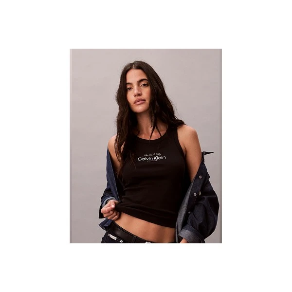 Calvin Klein Ribbed Cotton Μπλούζα Αμάνικη Γυναικεία (LV047F816G UB1)