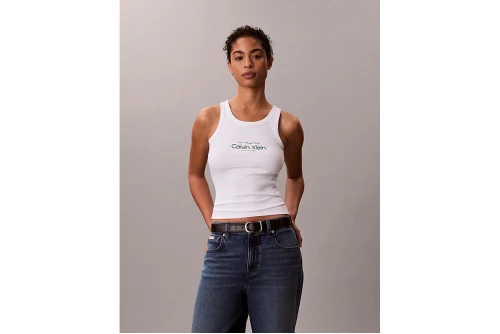 Calvin Klein Slim Ribbed Cotton Μπλούζα Αμάνικη Γυναικεία (LV047F816G YAF)
