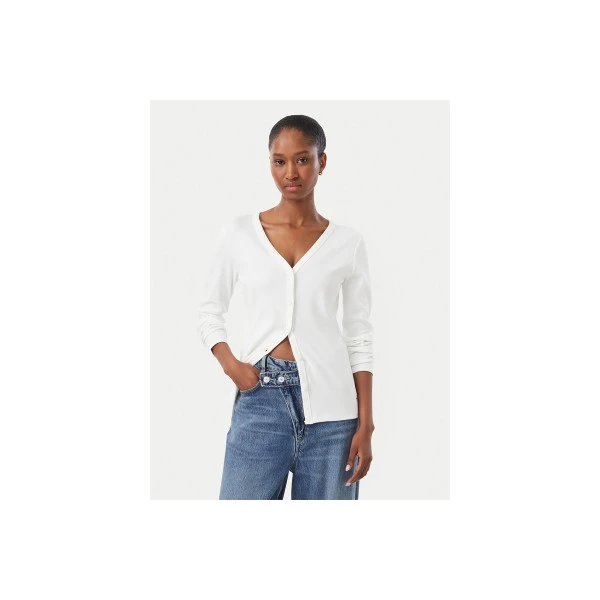 Calvin Klein Slim Ribbed Cotton Ζακέτα Βαμβακερή Γυναικεία (LV047G207G YAF)