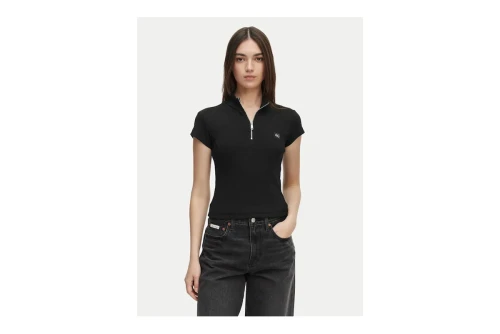 Calvin Klein Monologo Patch Rib Zip Top Κοντομάνικο Γυναικείο (LV047G240G UB1)