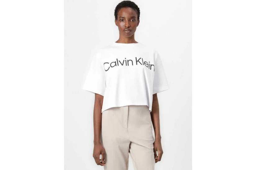 Calvin Klein Boxy Logo Graphic Γυναικείο Κοντομάνικο Crop T-Shirt Λευκό