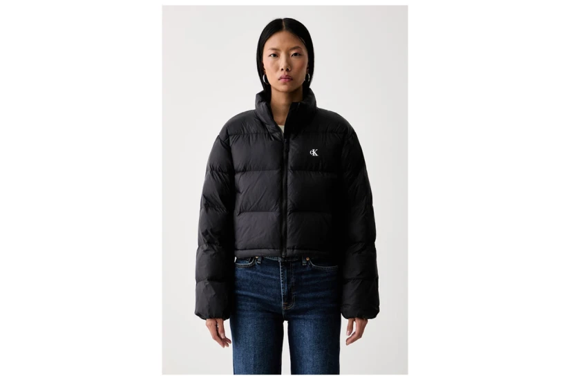 Calvin Klein Essential Cropped Γυναικείο Μπουφάν Puffer Μαύρο