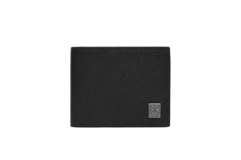 Calvin Klein Emblem Logo Textured Bifold Ανδρικό Πορτοφόλι Μαύρο