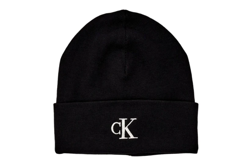 Calvin Klein Signature Logo Χειμερινό Σκουφάκι Μαύρο, Λευκό