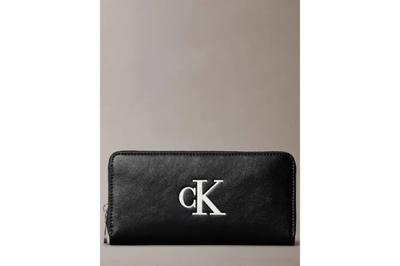 Calvin Klein Bold Monogram Long Zip Γυναικείο Πορτοφόλι Μαύρο, Λευκό
