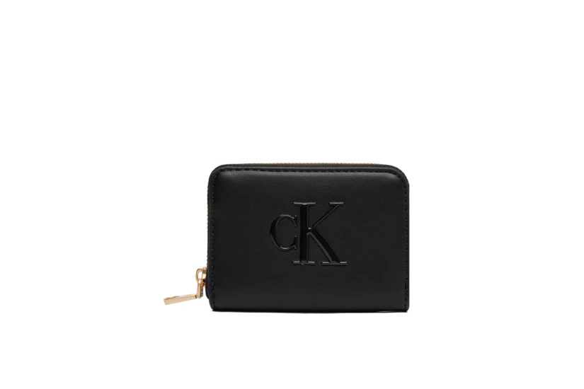 Calvin Klein Monogram Zip Γυναικείο Πορτοφόλι Μαύρο