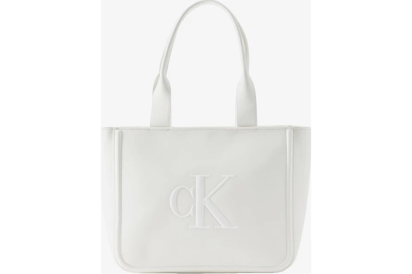 Calvin Klein Embossed Monogram Logo Τσάντα Shopper Λευκή