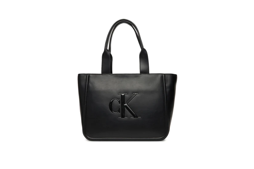 Calvin Klein Embossed Monogram Logo Τσάντα Shopper Μαύρη