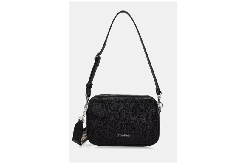 Calvin Klein 2 Strap Logo Γυναικείο Τσαντάκι Χιαστί - Ώμου Μαύρο