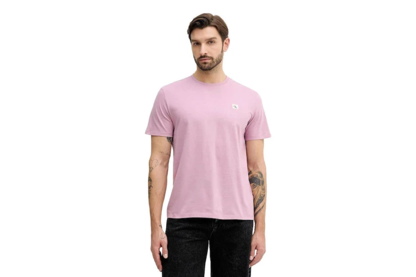 Calvin Klein Cotton Badge Ανδρικό Κοντομάνικο T-Shirt Ροζ