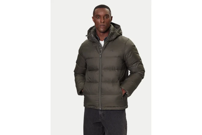 Calvin Klein Hooded Down Ανδρικό Μπουφάν Puffer με Κουκούλα Γκρι