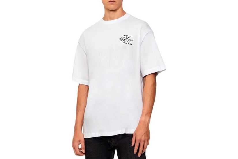 Calvin Klein Monologo Ανδρικό Κοντομάνικο T-Shirt Λευκό