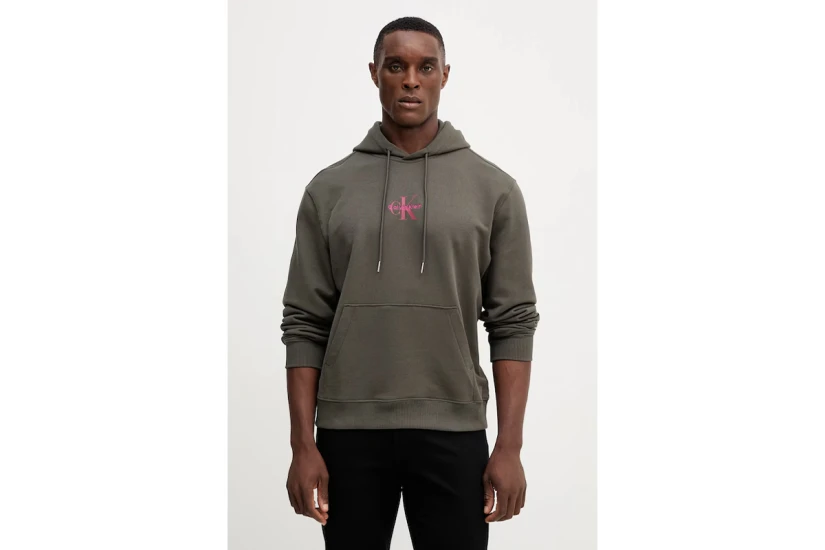Calvin Klein Ανδρικό Φούτερ με Κουκούλα Γκρι Σκούρο