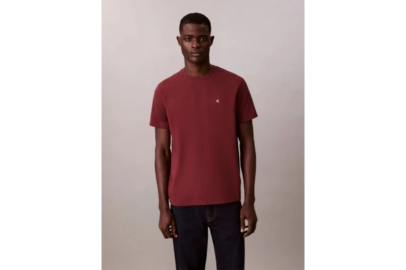 Calvin Klein Monogram Logo Ανδρικό Κοντομάνικο T-Shirt Μπορντό
