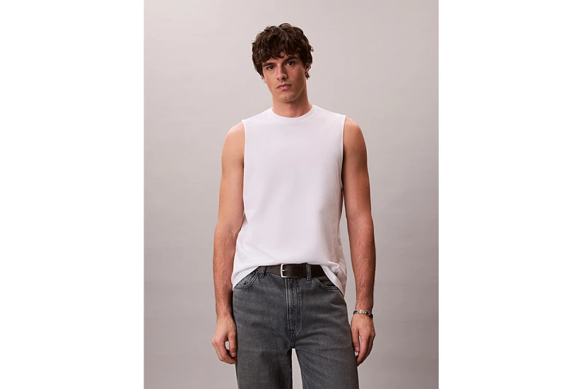 Calvin Klein Cotton Muscle Ανδρική Αμάνικη Μπλούζα Λευκή