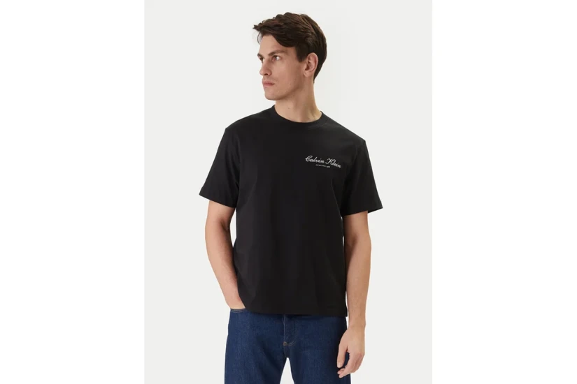 Calvin Klein Embroidered Logo Ανδρικό Κοντομάνικο T-Shirt Μαύρο