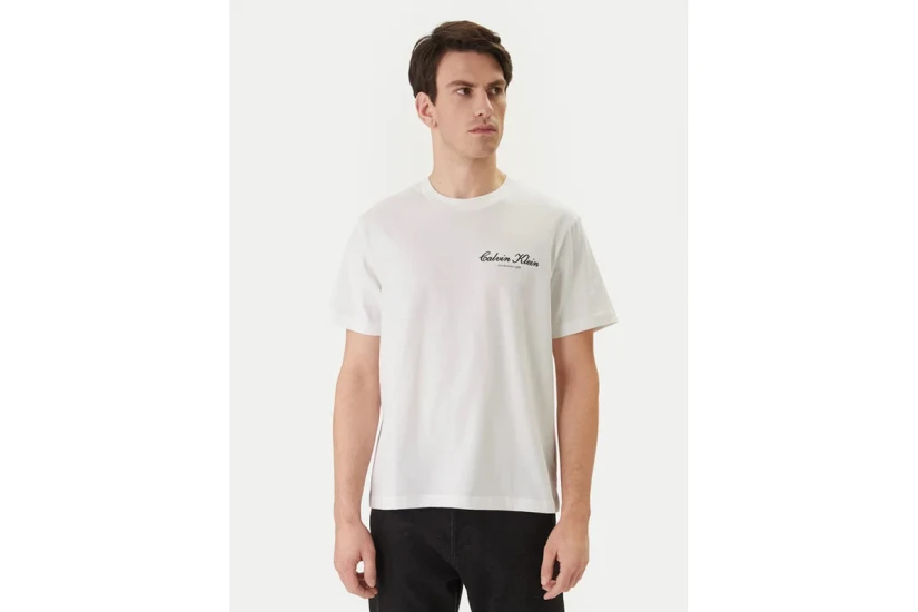 Calvin Klein Embroidered Logo Ανδρικό Κοντομάνικο T-Shirt Λευκό