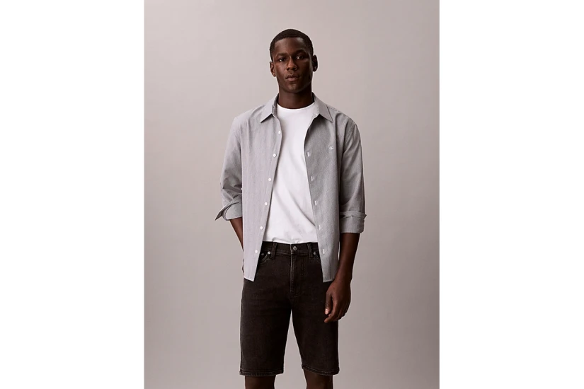 Calvin Klein Slim Denim Ανδρική Βερμούδα Τζιν Μαύρη