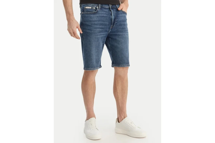 Calvin Klein Slim Denim Ανδρική Βερμούδα Τζιν Μπλε