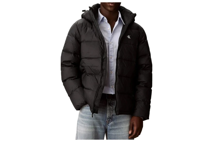 Calvin Klein Relaxed Nylon Ανδρικό Μπουφάν Puffer με Κουκούλα Μαύρο